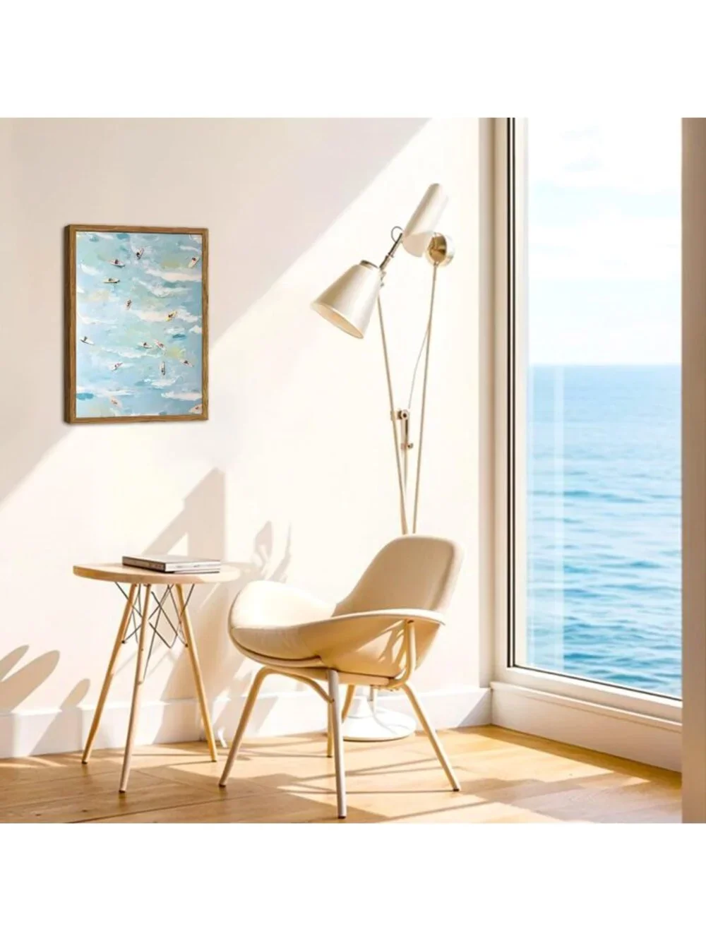 Coastal Surfing Canvas Wall Art - Abstract Ocean Decor for Beachy Home 16x24